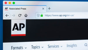 The homepage of the official website for The Associated Press