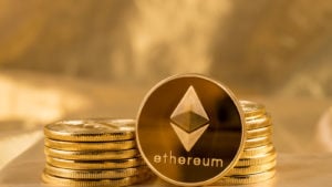 A stack of ethereum coins