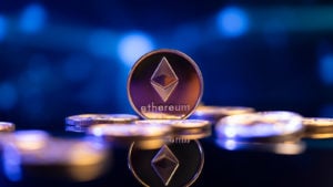 A coin with the Ethereum logo