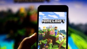 Minecraft logo on Android mobile device