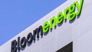 Stock BE Bloom Energy logo on a building