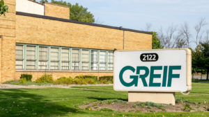 A photo of a Greif Inc. (GEF) sign outside a building.