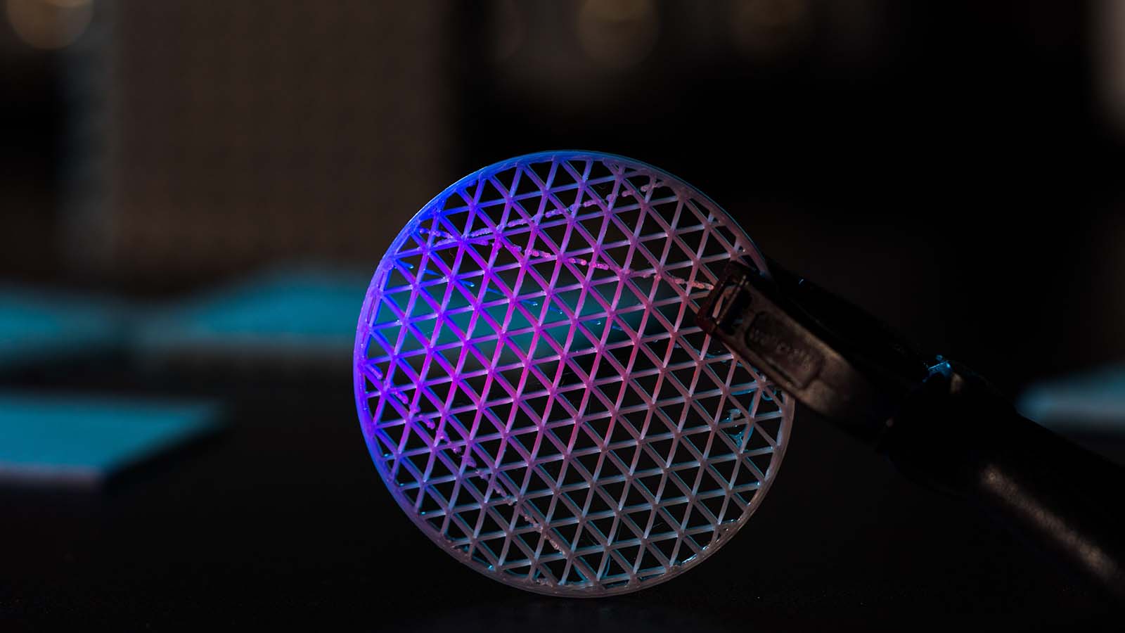 A prototype of a nanostructured metamaterial in a lab setting.