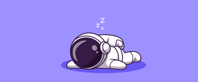 An illustration showing a sleeping astronaut.