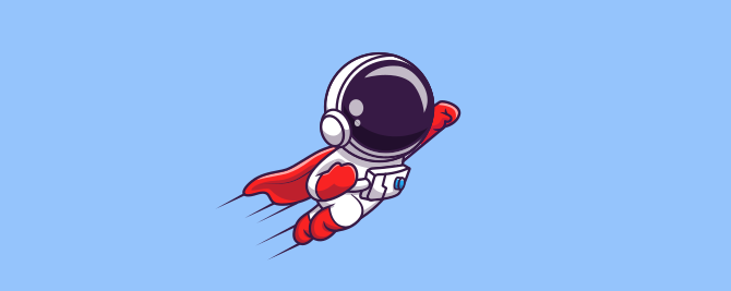 An illustration of an astronaut with a superhero cape.