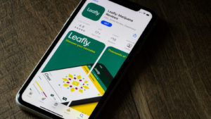 Leafly app is seen in the App Store on an iPhone