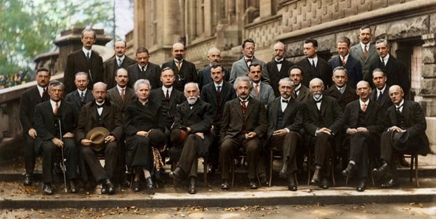 A photo of the attendees of the Solvay Conference in 1927.