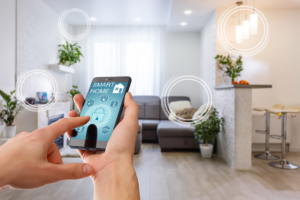 Concept image of a person using a smart home app.