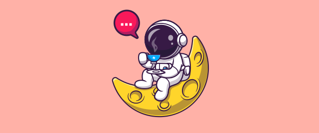 An illustration of an astronaut sipping tea on the moon.