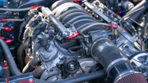 A close-up photograph of a car engine.