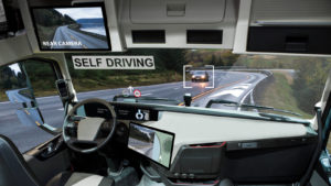 self-driving truck stocks: a concept of the interior of a self-driving truck