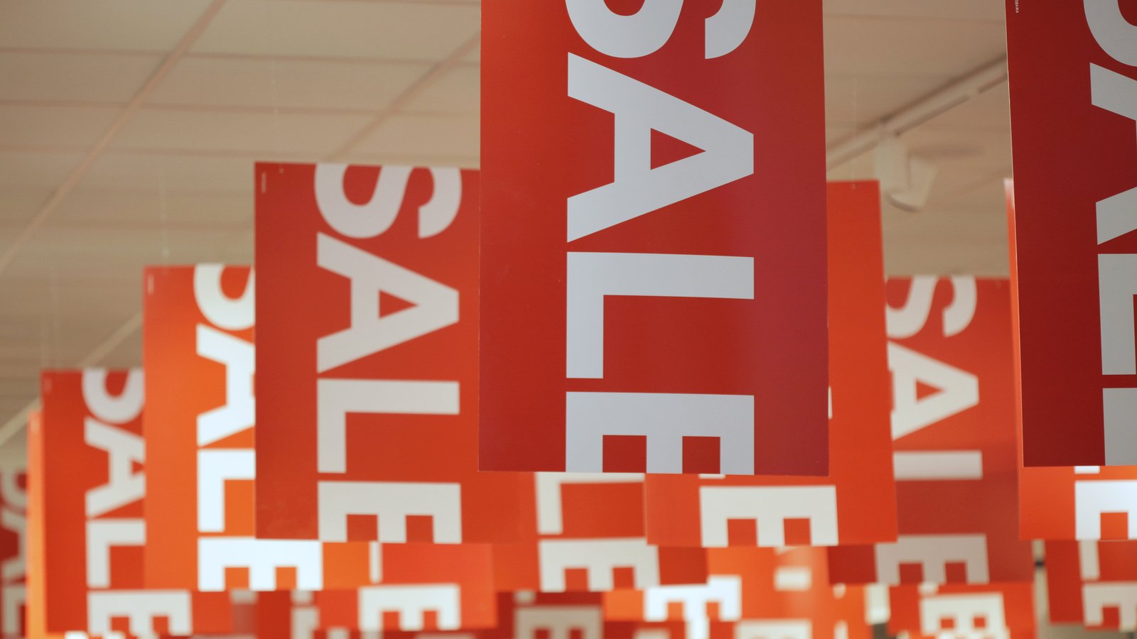 A large amount of SALE signs.