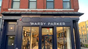 The front of a Warby Parker (WRBY) store in Hoboken, New Jersey.