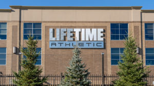 The outside of a Life Time Athletic gym in Ontario.