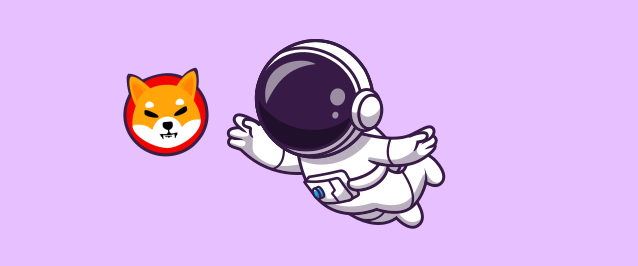 An illustration of an astronaut reaching out for a Shiba Inu token.