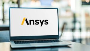 The logo for Anasys (ANSS) displayed on a laptop screen.