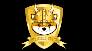 Floki Ino Price Forecast Image of a corgi wearing a horned Viking helmet above the words "Floki Ino" on a black background.