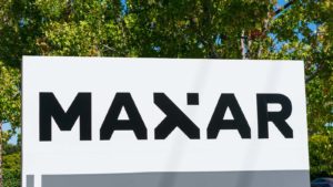 A sign for Maxar Technologies (MAXR) in Palo Alto, California.