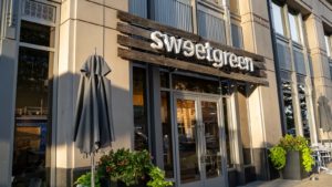 The front of a Sweetgreen (SG Stock) store in Arlington, Virginia.