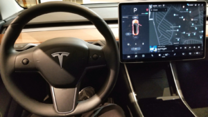 Interior of the Tesla Model 3. TSLA stock