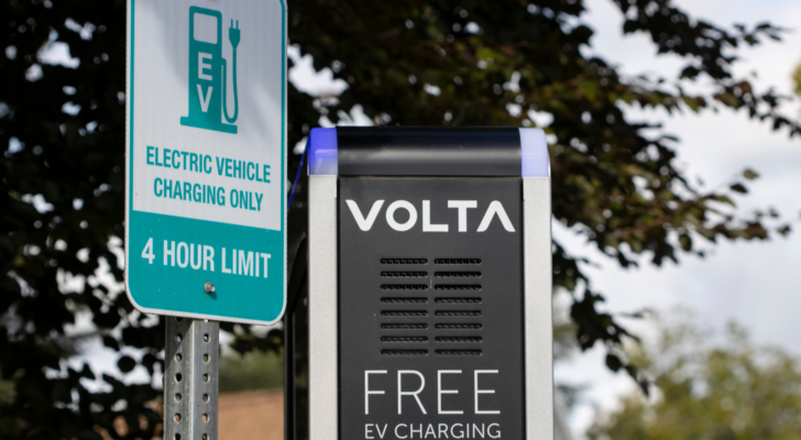 A photograph of a Volta (VLTA) charging station.