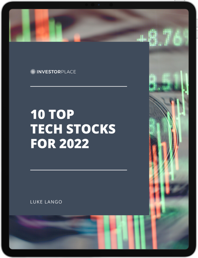 A title slide showing the "10 Top Tech Stock for 2022"