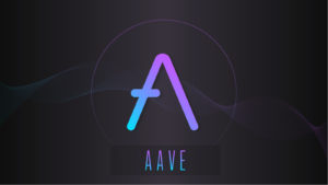 The logo for the Aave cryptocurrency.