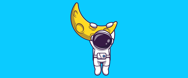 An illustration of an astronaut holding onto the moon.