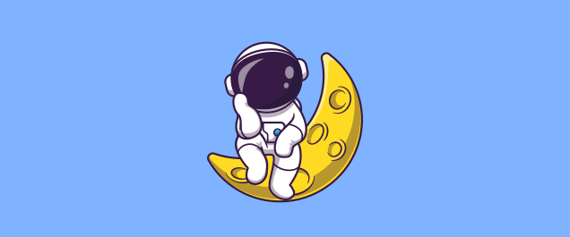 An illustration of an astronaut sitting on the moon.