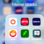 Several meme stocks apps on a smartphone. meme stocks