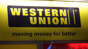 Logo/electronic sign for Western Union (WU)