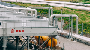 Storage tanks and pipework at the Ormat Technologies (OAR) geothermal power station in Wairakei, New Zealand.