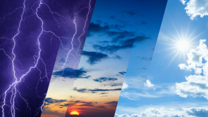 A concept image showing the sky with various weather conditions.