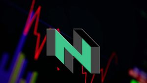 The logo for the Nervos Network crypto on a trading chart.