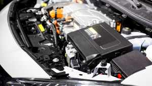 An image of the inside the hood of a car. Chinese EV Stocks/