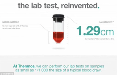 A screenshot from Theranos showing the company's claimed capabilities.
