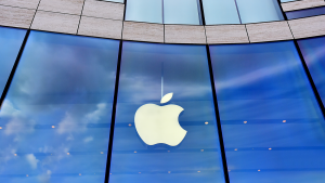 An Apple Store with the logo on it representing today's metaverse news moving aapl stock.