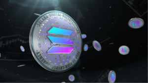 Abstract 3d rendered coin solana