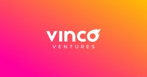 vinco ventures (BBIG) logo on an orange/red background