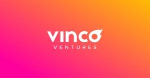 Vinco ventures (BBIG) logo on an orange/red background