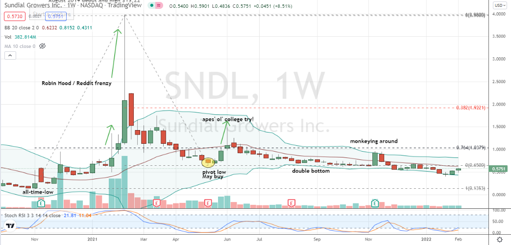 Sundial Growers (SNDL) past life short squeeze muscling from Reddit crowd has all but dried up in SNDL stock