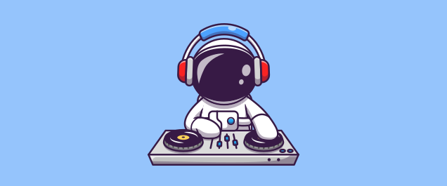 An illustration of an astronaut with DJ gear.