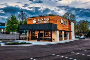Photo of exterior of a Black Rifle Coffee (BRCC) location