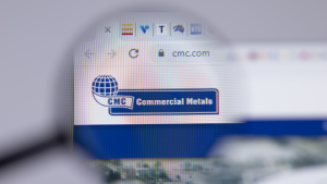 CMC Commercial Metals Company logo close-up on website page, Illustrative Editorial