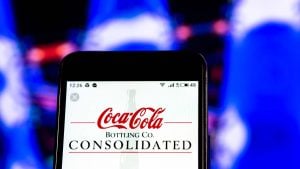 The website for Coca-Cola Consolidated (COKE) displayed on a smartphone screen.