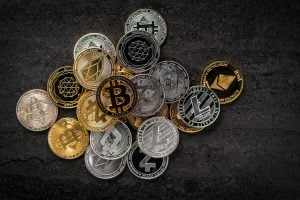 cryptocurrency on black background