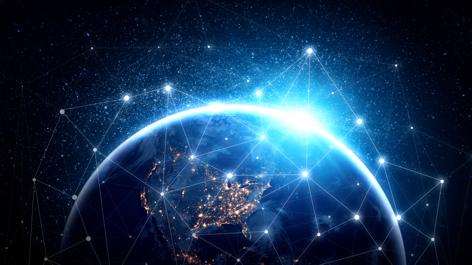 Visualization of the communication network around Earth. ASTS stock