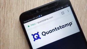 The website for the Quantstamp (QSP) crypto displayed on a smartphone.