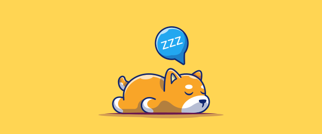 An illustration of a napping shiba inu dog.