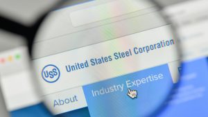 United States Steel logo on the website homepage. X stock.